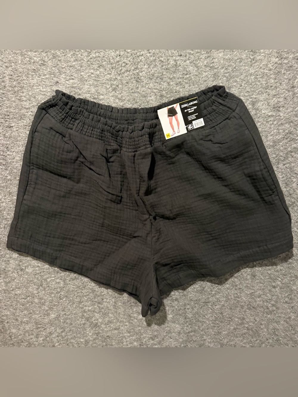 Billabong Gauze Shorts Womens M Black Short 2" Inseam 100% Cotton High Waist NWT